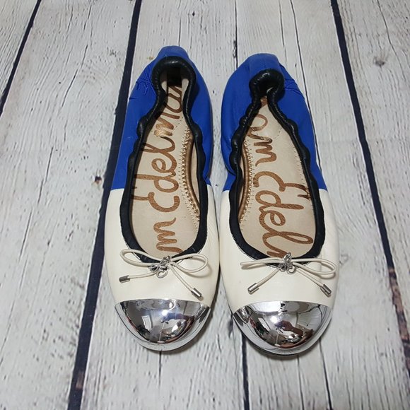 Sam Edelman FAIRLEIGH Blue Cap Toe Ballet flats 6 - Picture 2 of 7